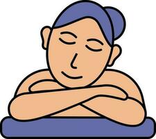 Blue And Orange Female Relaxing Icon. vector