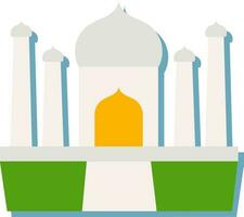 Tricolor Taj Mahal Flat Icon Or Symbol. vector