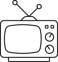 Retro Television Icon In Black Outline. vector