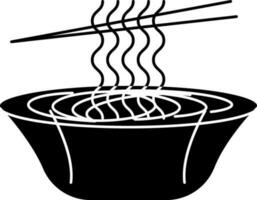 Noodles Bowl Icon Or Symbol In Glyph Style. vector