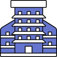 plano estilo edificio azul y blanco icono. vector