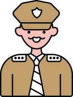 Happy Police Man Cartoon Character Flat Icon. vector