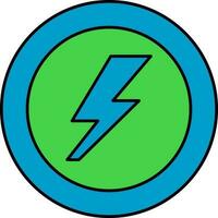 Green And Blue Flash Symbol On Round Background. vector