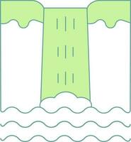 Waterfall Icon In Green And White Color. vector
