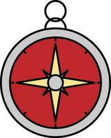 Ilustration Of Compass Icon In Red, Yellow And Gray Color. vector