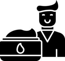 Man And Shave Cream Icon In black and white Color. vector