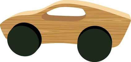 Wooden toy car illustration, simple wooden car vector image