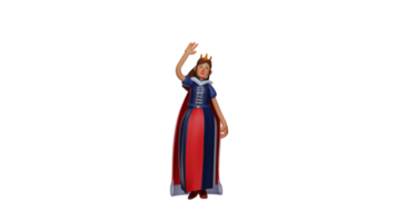 3D illustration. Friendly Cinderella 3D cartoon character. Cinderella looks beautiful with the dress she is wearing. Cinderella waved one hand like greeting someone. 3D cartoon character png