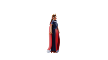 3d ilustração. encantador Cinderela 3d desenho animado personagem. Cinderela vestiu uma vermelho e azul vestir. Cinderela ficou e enfrentou dela com uma doce sorriso. 3d desenho animado personagem png