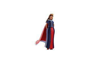 3D illustration. Cute Princess 3D cartoon character. The charming princess stands gracefully with her hands behind her back. The beautiful princess showed her very sweet smile. 3D cartoon character png