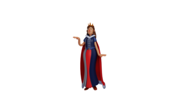 3D illustration. Adorable Princess 3D cartoon character. Princess moved her hand. Princess showed a strange pose. Princess looks beautiful and attractive. 3D cartoon character png