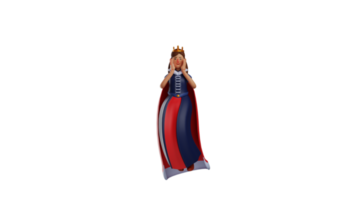 3d illustration. blyg prinsessa 3d tecknad serie karaktär. de prinsessa hölls henne kinder och log sött. de kunglig prinsessa visade en försagd uttryck. 3d tecknad serie karaktär png