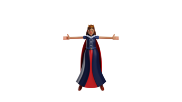 3d illustrazione. arrabbiato Principessa 3d cartone animato carattere. il reale Principessa diffusione sua mani e guardato piace lei era blocco qualcuno. Principessa mostrato un' molto arrabbiato espressione. 3d cartone animato personaggio png