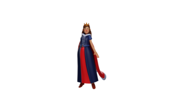 3D illustration. Elegant Princess 3D cartoon character. Princess stood up while showing her pretty smile. Princess smiled and faced someone in front of her. 3D cartoon character png