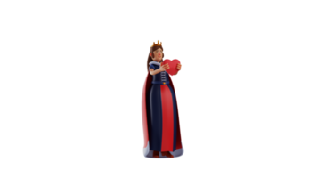 3D illustration. Amazing Princess 3D cartoon character. The princess carries a heart symbol holding it forward. The royal princess smiled sweetly and showed her romantic side. 3D cartoon character png