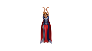 3D illustration. Tired Princess 3D cartoon character. The royal princess raised her hands up. The exhausted princess couldn't hide her exhausted expression. 3D cartoon character png