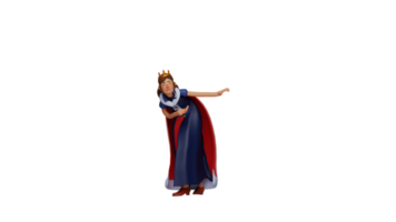 3D illustration. Royal Princess 3D cartoon character. Beautiful princess with a pose bowing and allowing someone to pass. Princess smiles pretty and looks happy. 3D cartoon character png