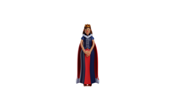 3D illustration. Princess 3D cartoon character. Calm princess with bowed pose. Princess showed an expression of guilt by bringing her hands together in front. 3D cartoon character png