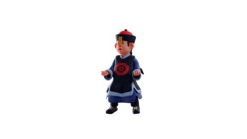 3D illustration. Cute boy 3D cartoon character. Little boy wearing cute vampire costume. A little vampire in a stance pose and clenching his fists. 3D cartoon character png