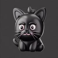 ai generado negro gato en 3d ilustración foto