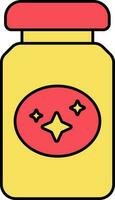 Flat Glitter Bottle Icon In Red And Yellow Color. vector