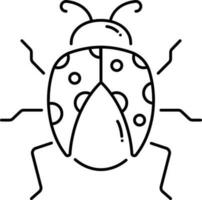 Black Line Art Of Ladybug Cartoon Icon. vector