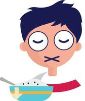 Flat Illustration Of Loss Of Appetite Boy Icon. vector