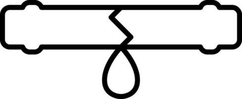 Black Line Art Leakage Pipe Icon Or Symbol. vector