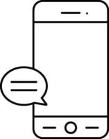 Isolated Mobile Phone Chat Box Icon In Line Art. vector