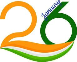Tricolor 26 Number Of January Against White Background. vector