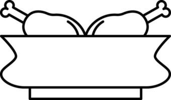 Leg Chicken Bow Black Thin Line Art. vector