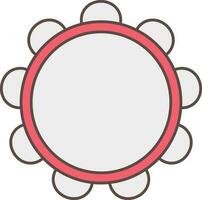 Red And Grey Tambourine Flat Icon. vector