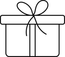 Isolated Gift Box Icon In Black Thin Line Art. vector