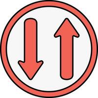 Red Up And Down Arrow Round Icon. vector