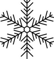 Black Line Art Snowflake Icon On White Background. vector