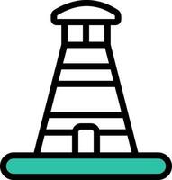 Light House Icon In Green And White Color. vector
