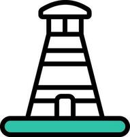 Light House Icon In Green And White Color. vector