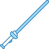 Blue And White Lightsaber Icon In Flat Style. vector