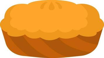 Brown And Orange Pie Cake Icon In Flat Style. vector