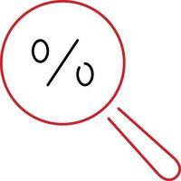 Search Discount Offer Icon In Red and Black Outline. vector