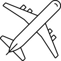 Black Line Art Illustration Of Airplane Icon. vector