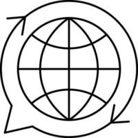 Global Chat Icon In Black Line Art. vector