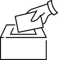 Paper Folding Hands In Balloting Box For Voting Outline Icon. vector