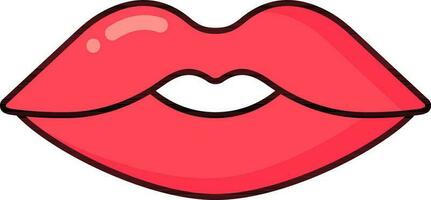 Flat Illustration of Red Lips Icon. vector