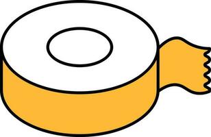 Yellow And White Adhesive Tape Icon In Flat Style. vector