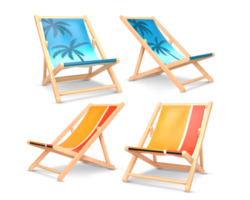 3d le rendu ensemble de plage chaises avec différent textures png