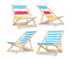 3d le rendu ensemble de plage chaises avec différent textures png