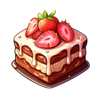 strawberry cake illustration. isolated object transparent background. AI Generated png