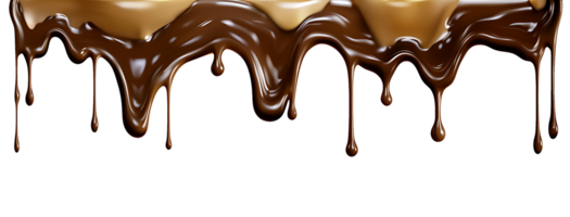 realistic chocolate dripping. isolated object transparent background. png
