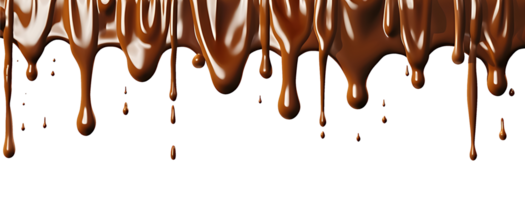 realistic chocolate dripping. isolated object transparent background. png